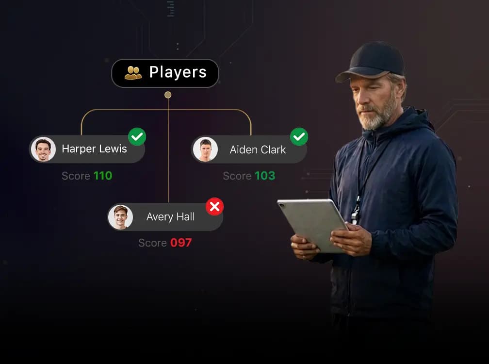 Player evaluation platform helping coaches compare athlete scores and make confident team selection decisions.